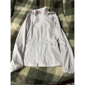 Heartsoul Break On Through White Full Zip Scrub Jacket Hoodie Womens Small S